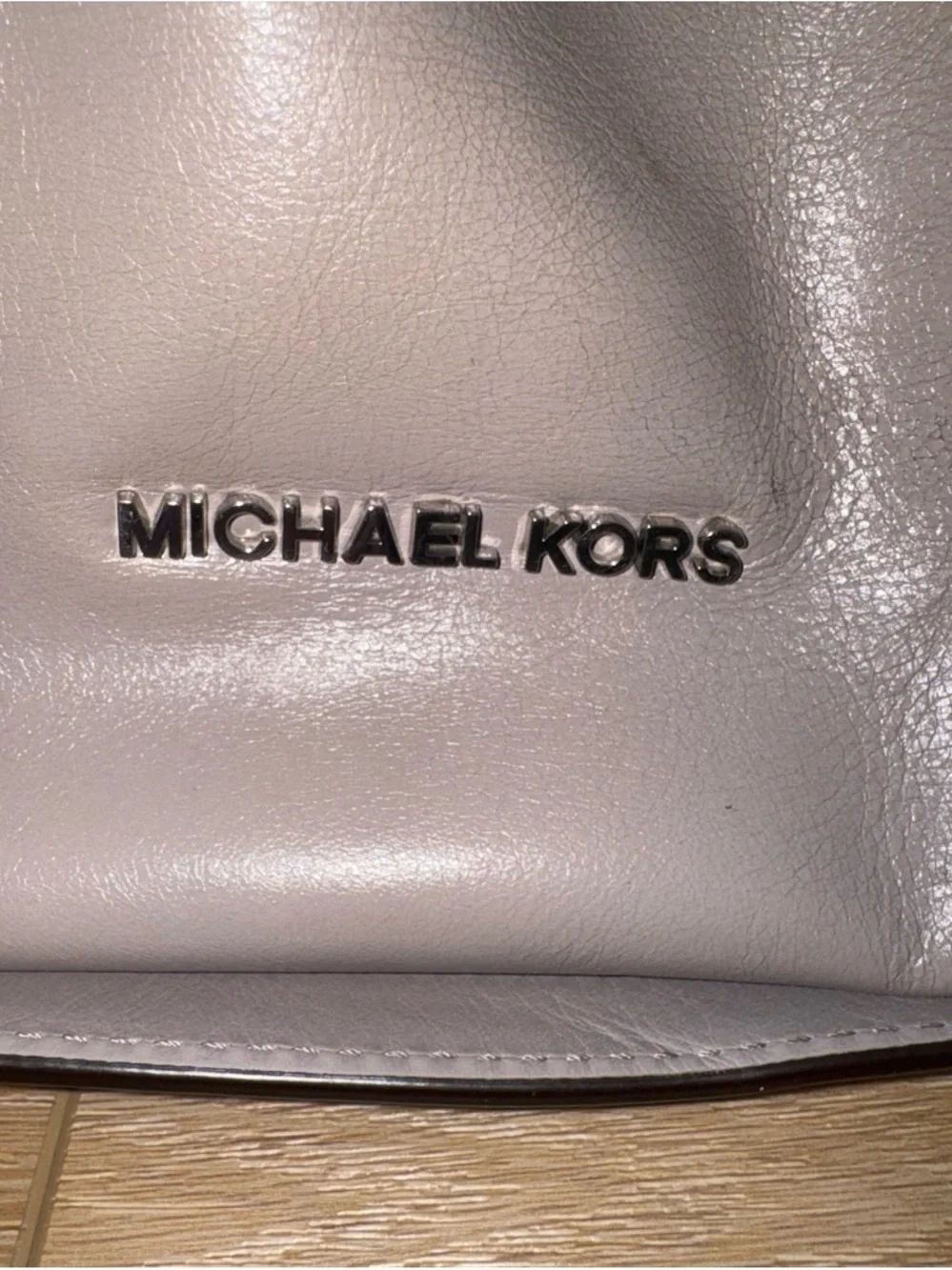Michael Kors Soft Leather Shoulder Bag in Light Gray